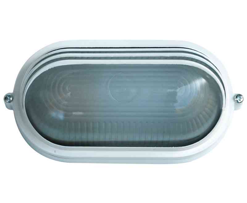 Plafoniera ovale da esterno waterproof (Bianca) in vetro e alluminio