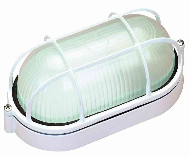 Plafoniera ovale da esterno waterproof (Bianca) in vetro e alluminio